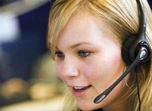 A woman working on a call centre